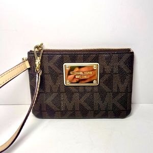 Michael Kors Monogrammed Zippered Coin Purse Wristlet